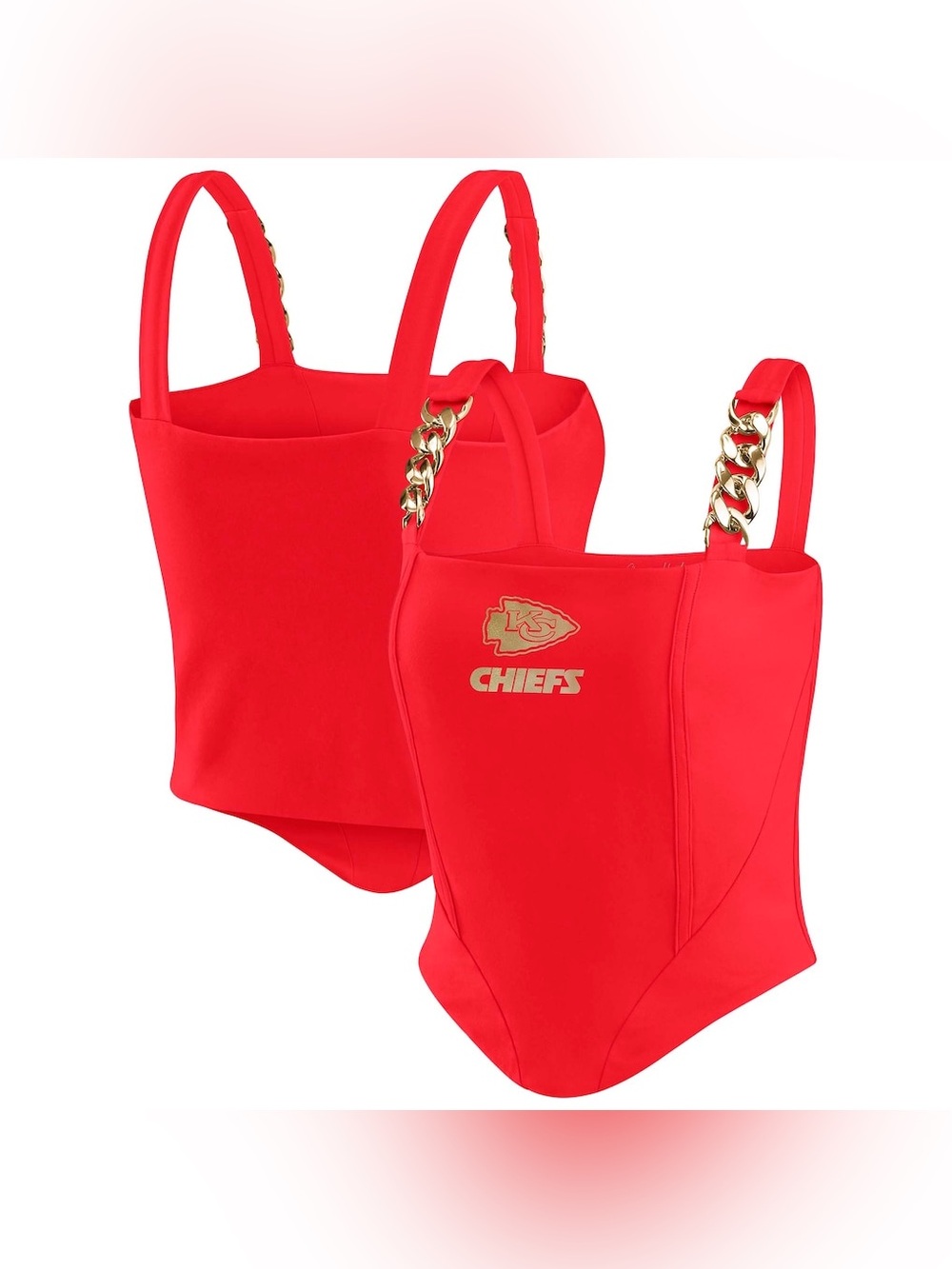 Red Women's Logo Tank Top with Gold Chain Straps